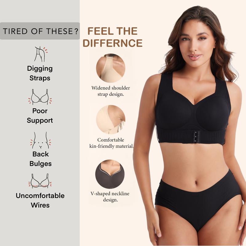 Posture Bra Front Closure Cross-Back Wireless