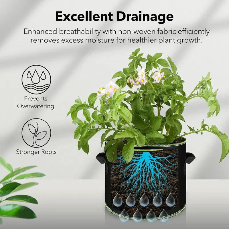 5-Pack 5 Gallon Grow Bags – Heavy Duty Aeration Fabric Pots with Handles for Vegetables, Flowers & Fruits.