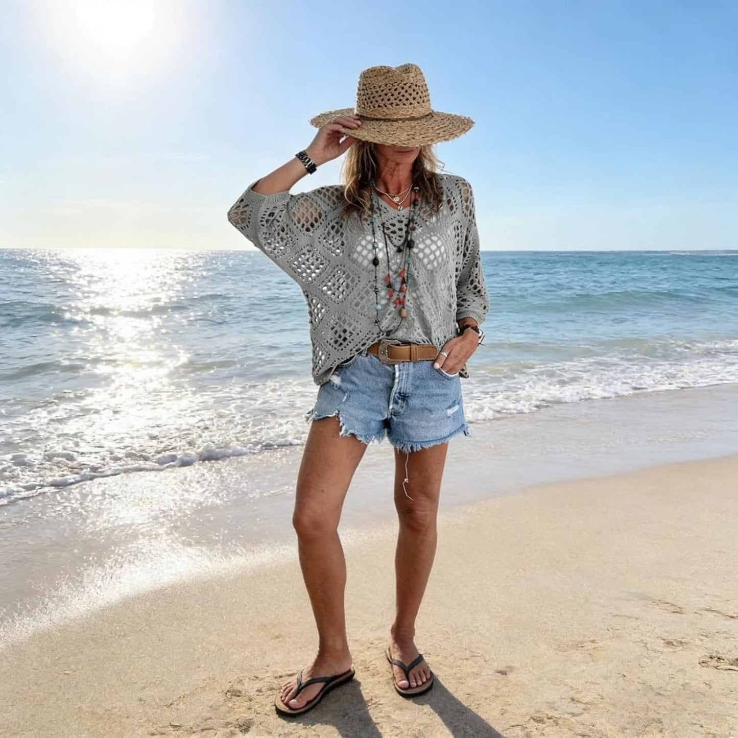 Handmade Crochet V‑Neck Boho Top