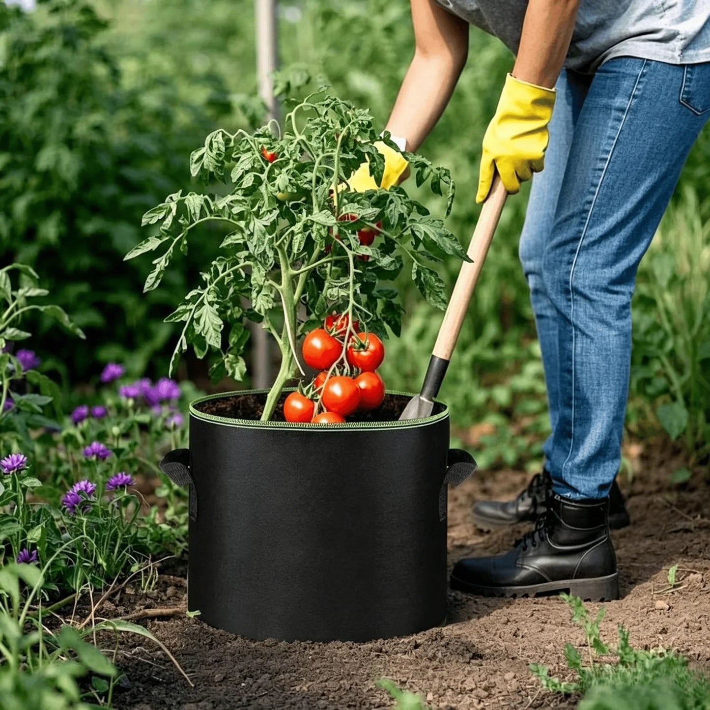 5-Pack 5 Gallon Grow Bags – Heavy Duty Aeration Fabric Pots with Handles for Vegetables, Flowers & Fruits.