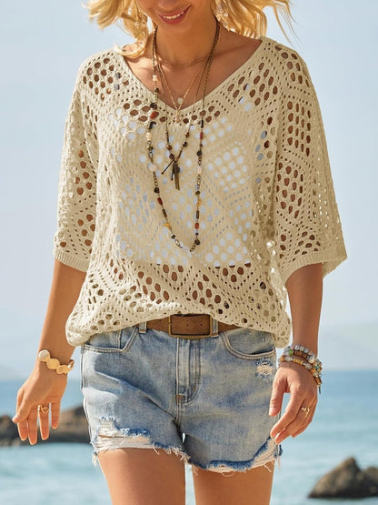 Handmade Crochet V‑Neck Boho Top