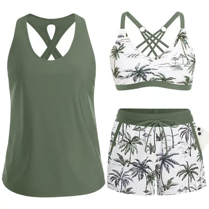 Three Piece Tankini with Shorts