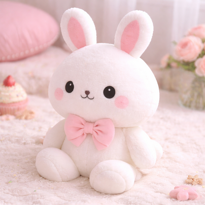 Sweet Bunny Plush Toy with Pink Bow
