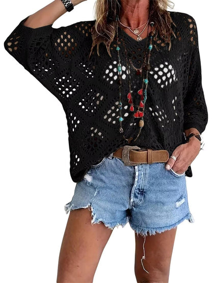 Handmade Crochet V‑Neck Boho Top