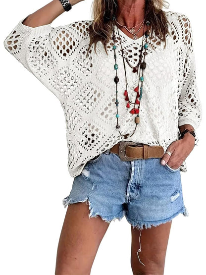 Handmade Crochet V‑Neck Boho Top
