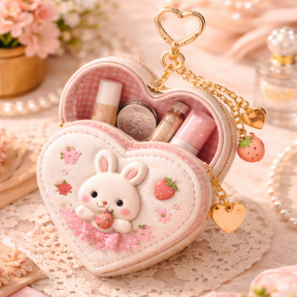 Strawberry Heart Mini Coin Pouch Keychain
