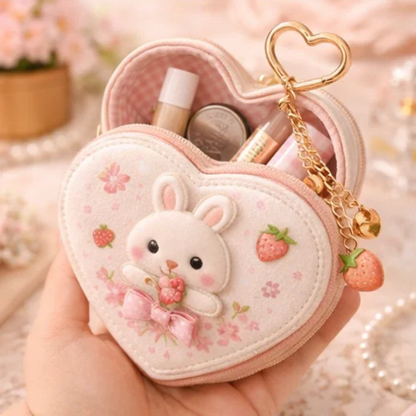 Strawberry Heart Mini Coin Pouch Keychain
