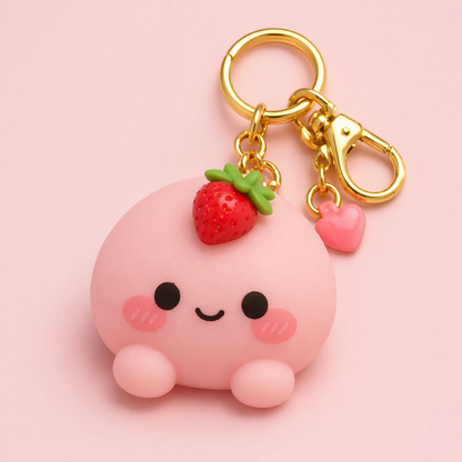 Strawberry Mochi Keychain