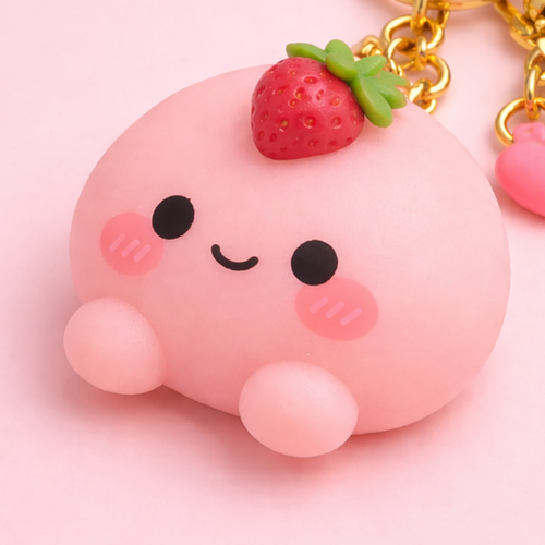 Strawberry Mochi Keychain