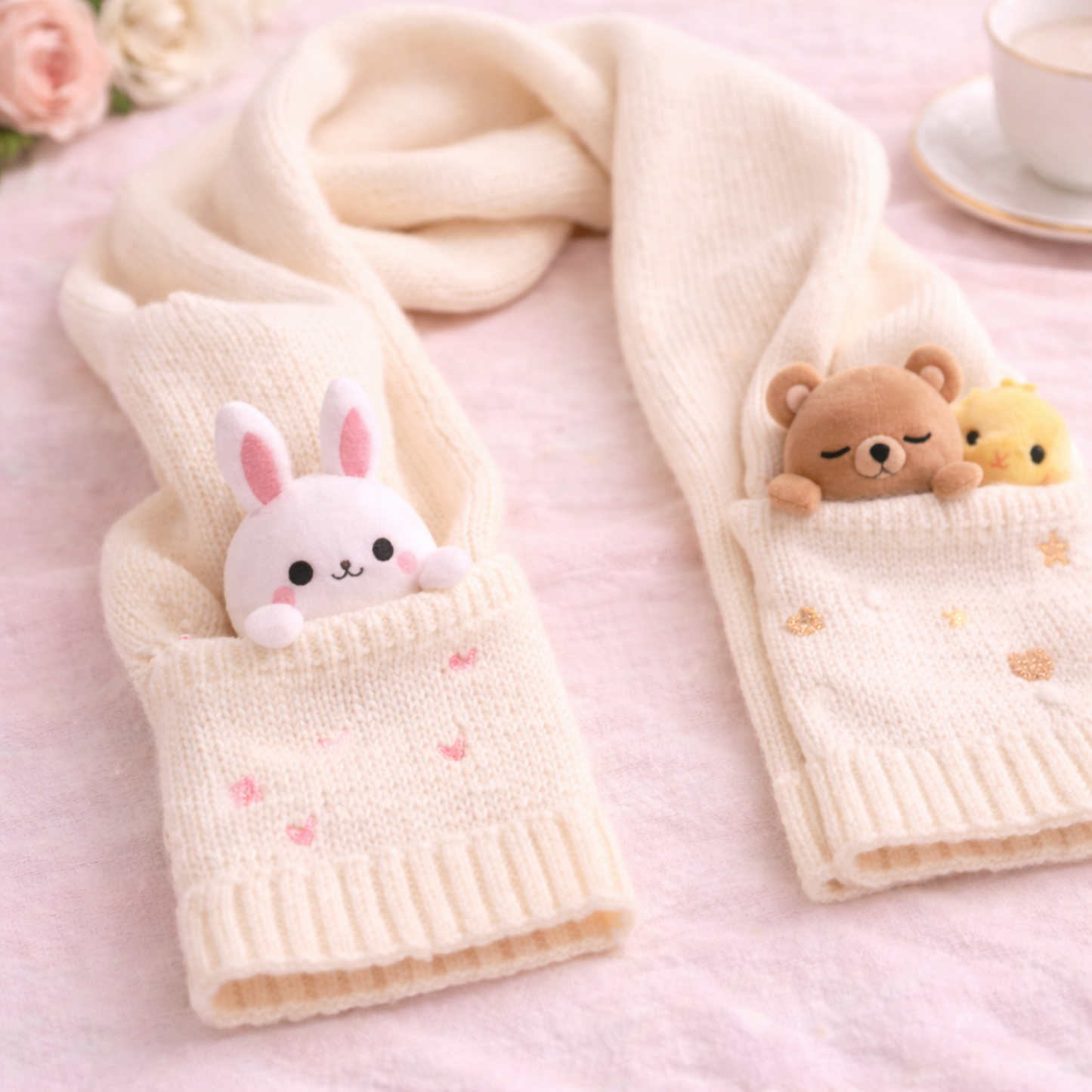 Kawaii Pocket Plush Scarf