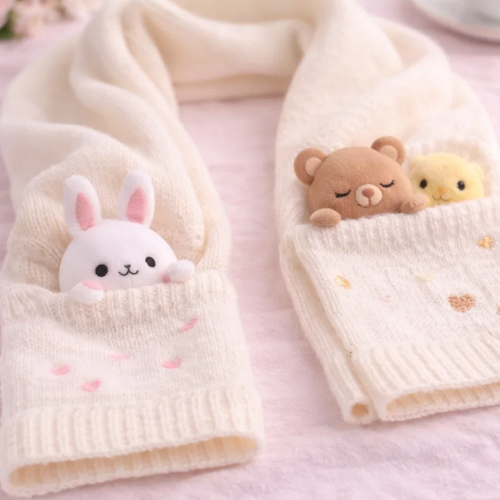 Kawaii Pocket Plush Scarf