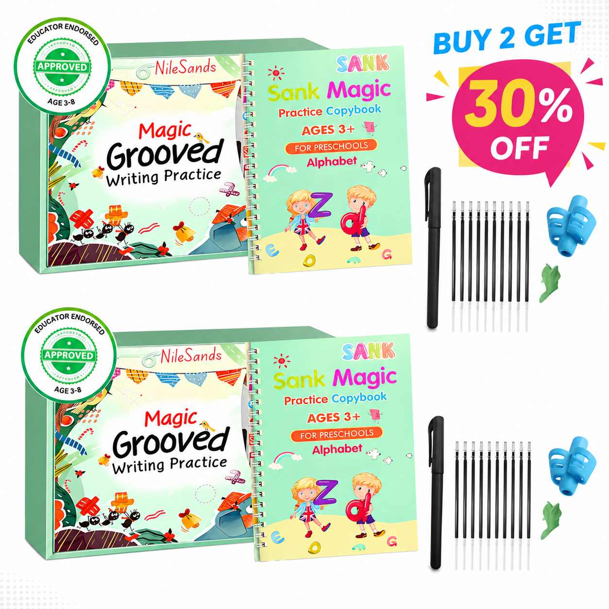 MagicBook | Kids Practice Copybook Set (4Pcs/Set)