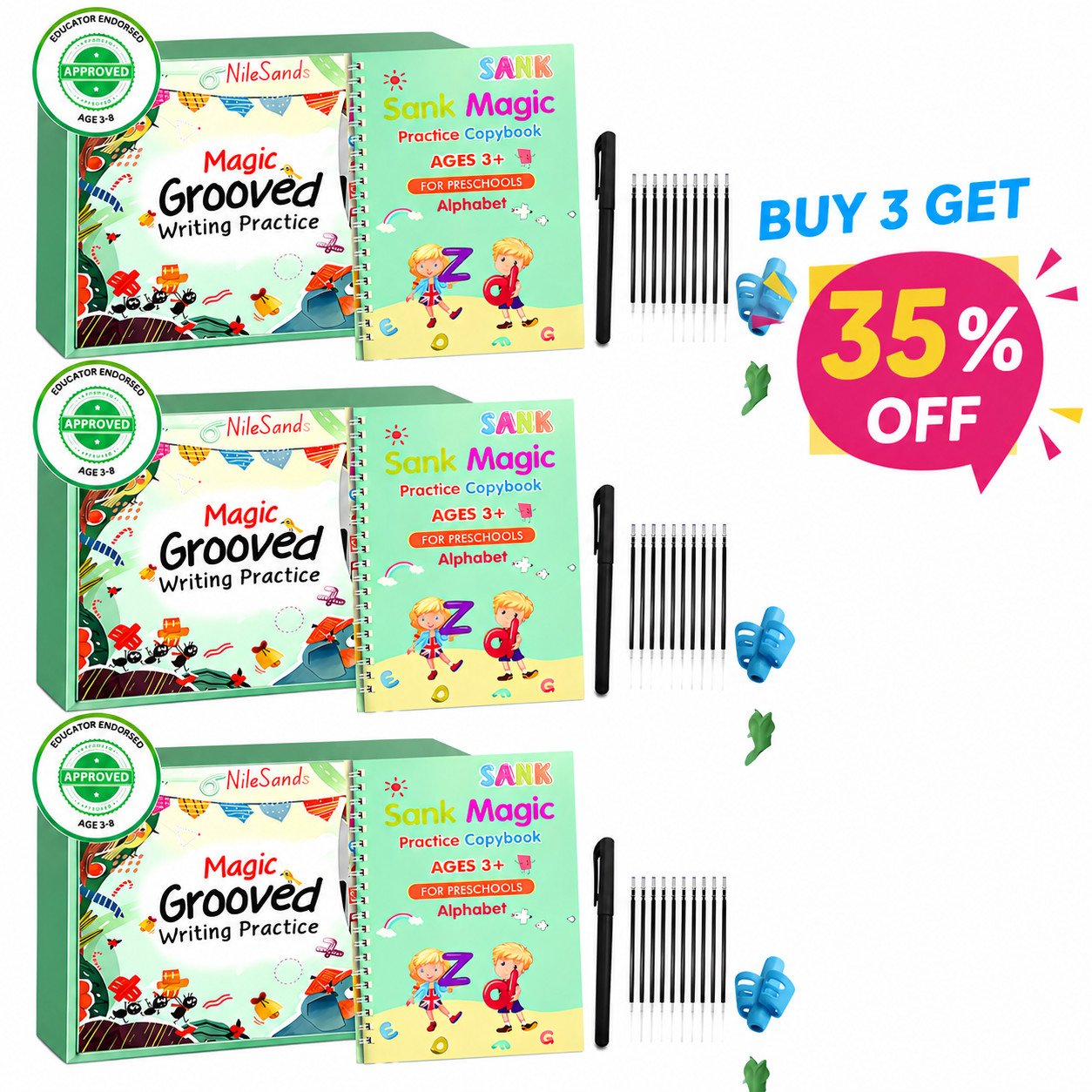 MagicBook | Kids Practice Copybook Set (4Pcs/Set)