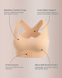 Posture Bra Front Closure Cross-Back Wireless