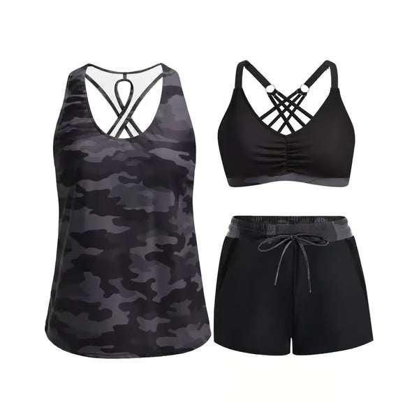 Three Piece Tankini with Shorts