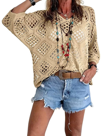 Handmade Crochet V‑Neck Boho Top
