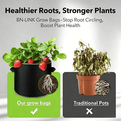 5-Pack 5 Gallon Grow Bags – Heavy Duty Aeration Fabric Pots with Handles for Vegetables, Flowers & Fruits.